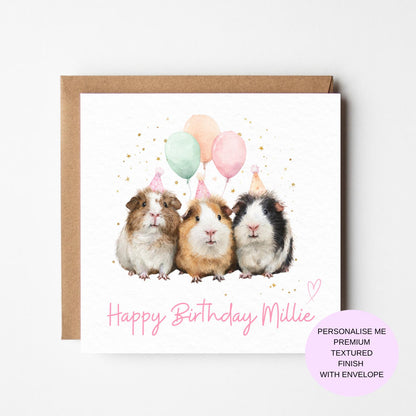 Guinea Pig Birthday Card - Fun Animal Design with Personalisation