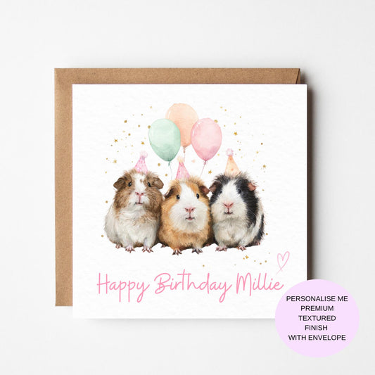 Guinea Pig Birthday Card - Fun Animal Design with Personalisation
