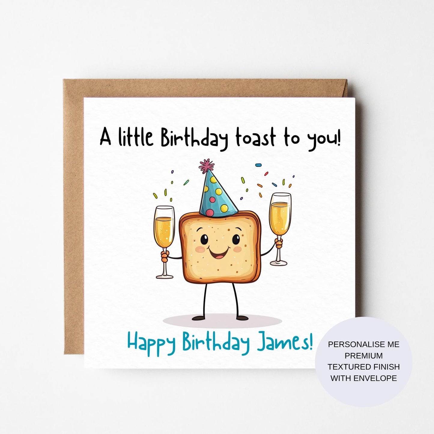 Personalized Birthday Toast Card: Funny Pun Card for Friend