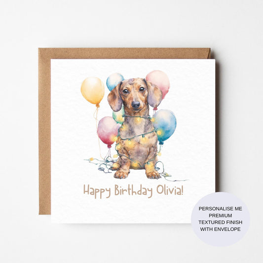 Personalised Dachshund Birthday Card – Cute Sausage Dog Birthday Card