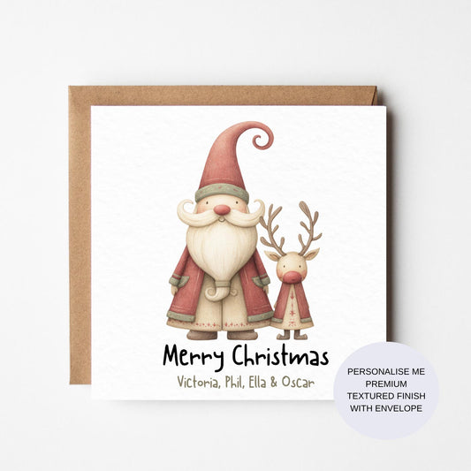 Personalized Santa & Rudolph Christmas Card: Rustic Festive Cheer