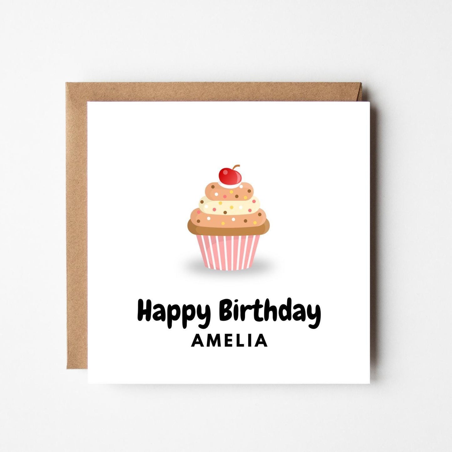 Personalised Cake Best Friend Birthday Card – Custom Name Heartfelt Message Card, Sentimental Birthday Greeting Card for Her