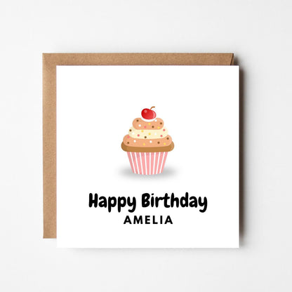 Personalised Cake Best Friend Birthday Card – Custom Name Heartfelt Message Card, Sentimental Birthday Greeting Card for Her