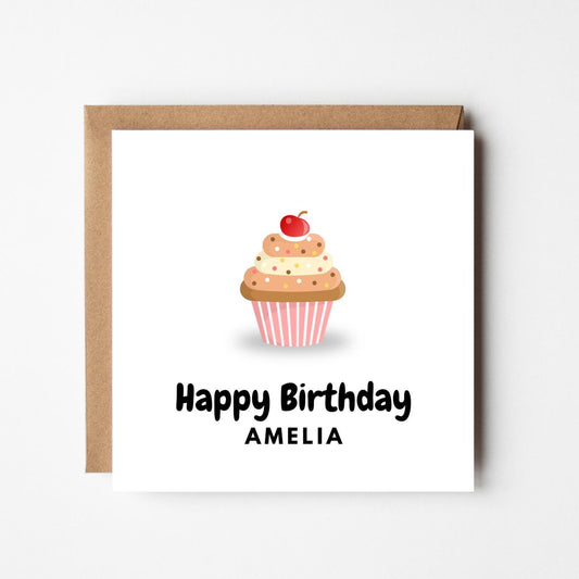 Personalised Cake Best Friend Birthday Card – Custom Name Heartfelt Message Card, Sentimental Birthday Greeting Card for Her