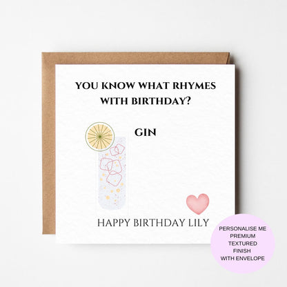 Gin birthday card, Funny Birthday card, friend birthday card, best friend card, gin card, gin birthday, gin present, card for her