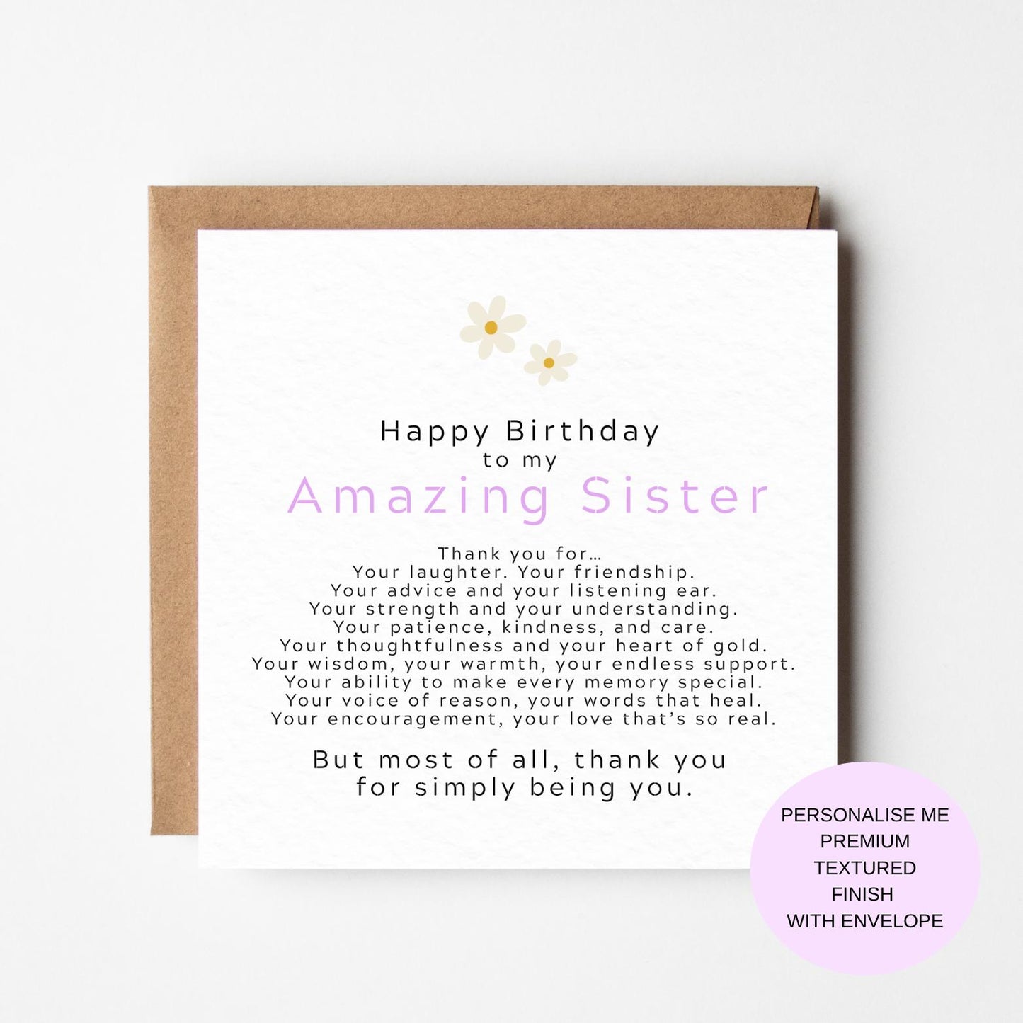 Thank You For sister Birthday Card - Sister Birthday Card - Special Sister Card - Keepsake Crochet Heart