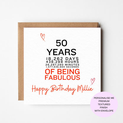 50th Birthday Special Card, Personalised birthday card for her, Unique birthday card, best friend gift, best friend card, BFF