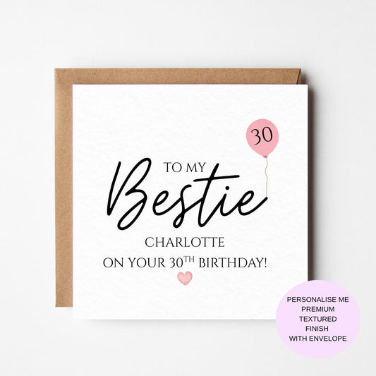 Best Friend 30th Birthday Card, Bestie Birthday Card, Sister Card, Birthday Card, Best Friend Card, Bestie 30th Birthday Card, BF1