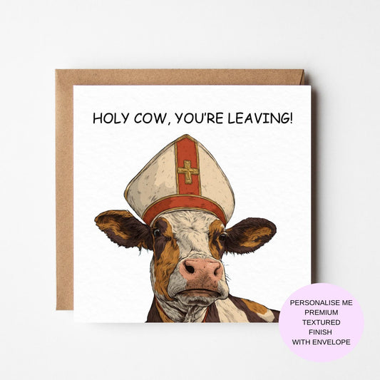 Humorous Cow Leaving Card - Work Colleague Farewell with Textured Finish