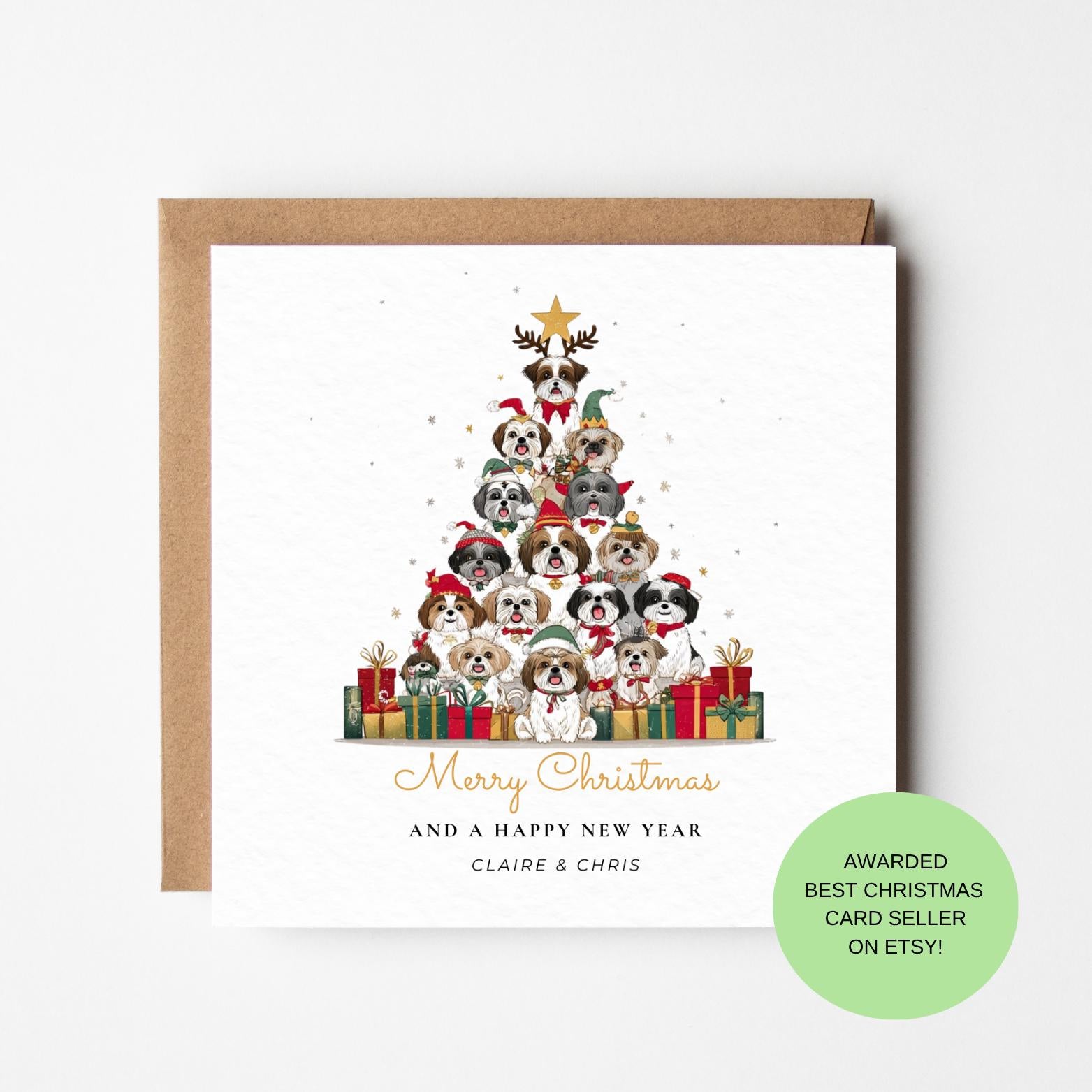 Funny Dog Christmas Tree Card – Festive Holiday Card