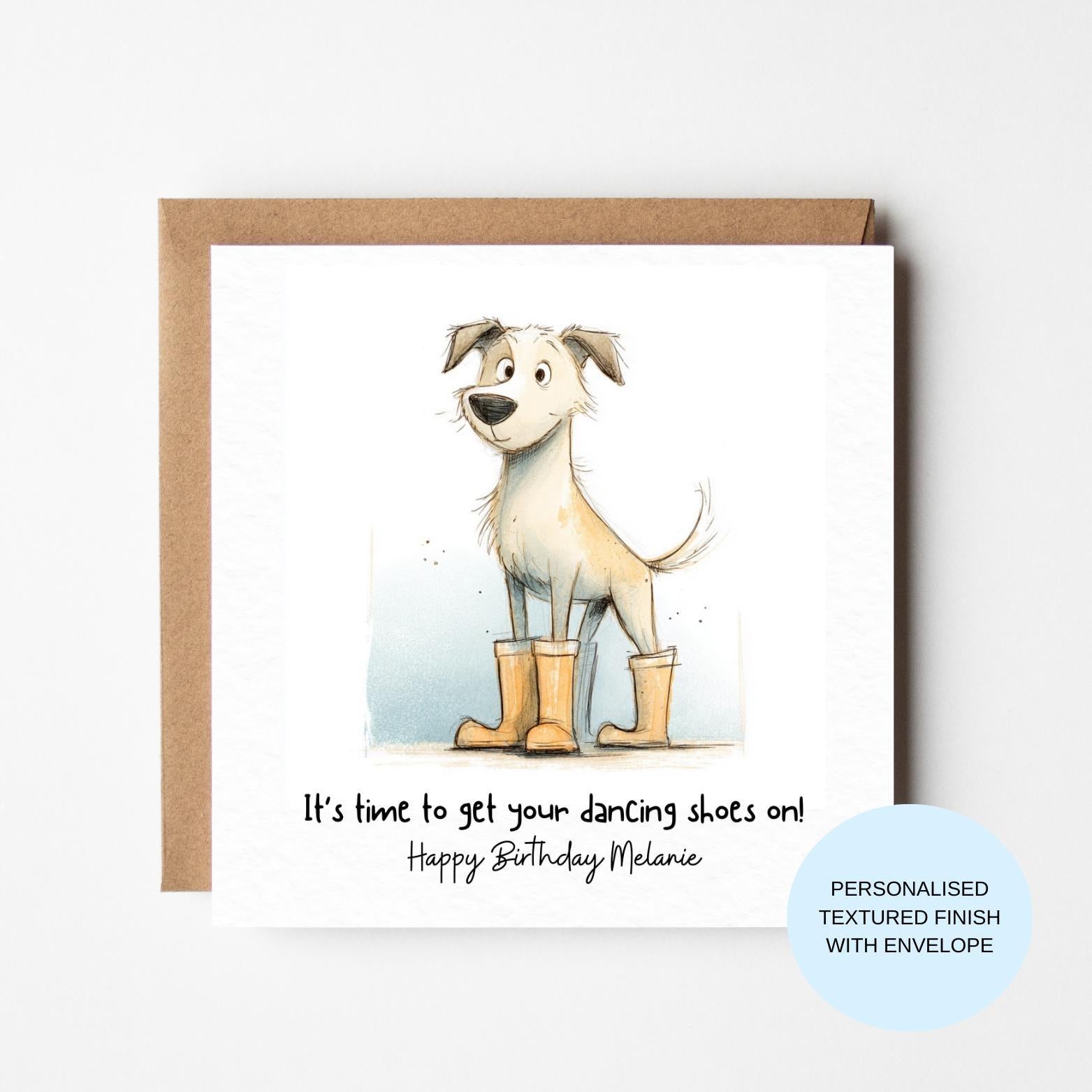 Personalised Funny Dog Birthday Card | Dancing Dog Quote | Birthday Card for Her