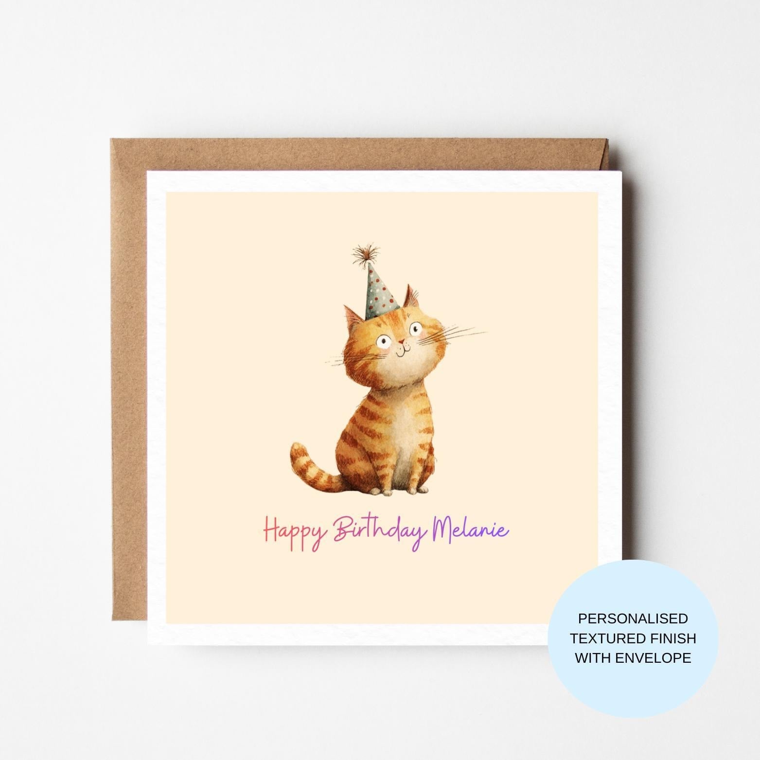 Personalised Kitten Birthday Card | Cute Ginger Kitten Illustration | Birthday Card for Her
