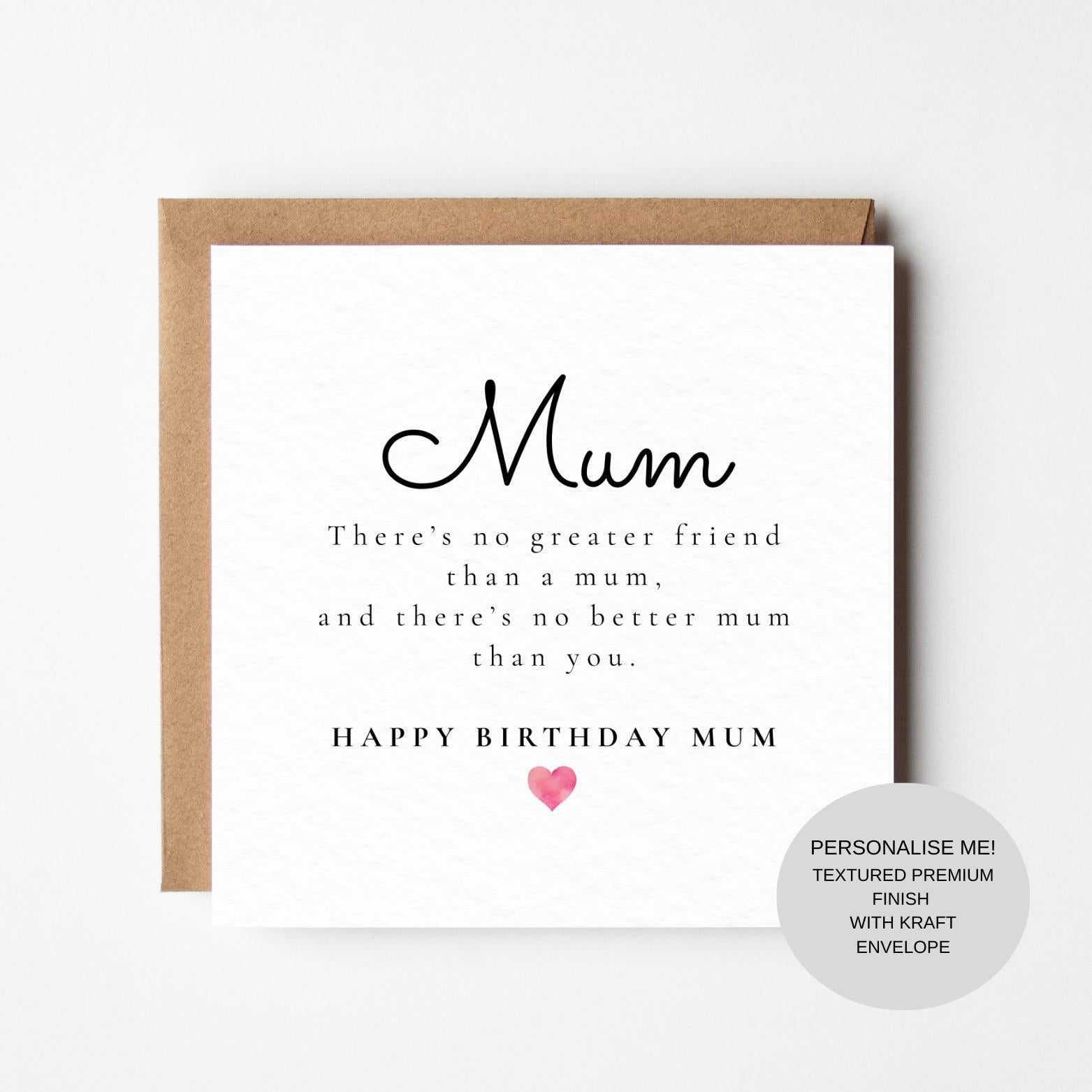 Meaningful Birthday Card for Mum | Heartfelt Message | Keepsake for Mother