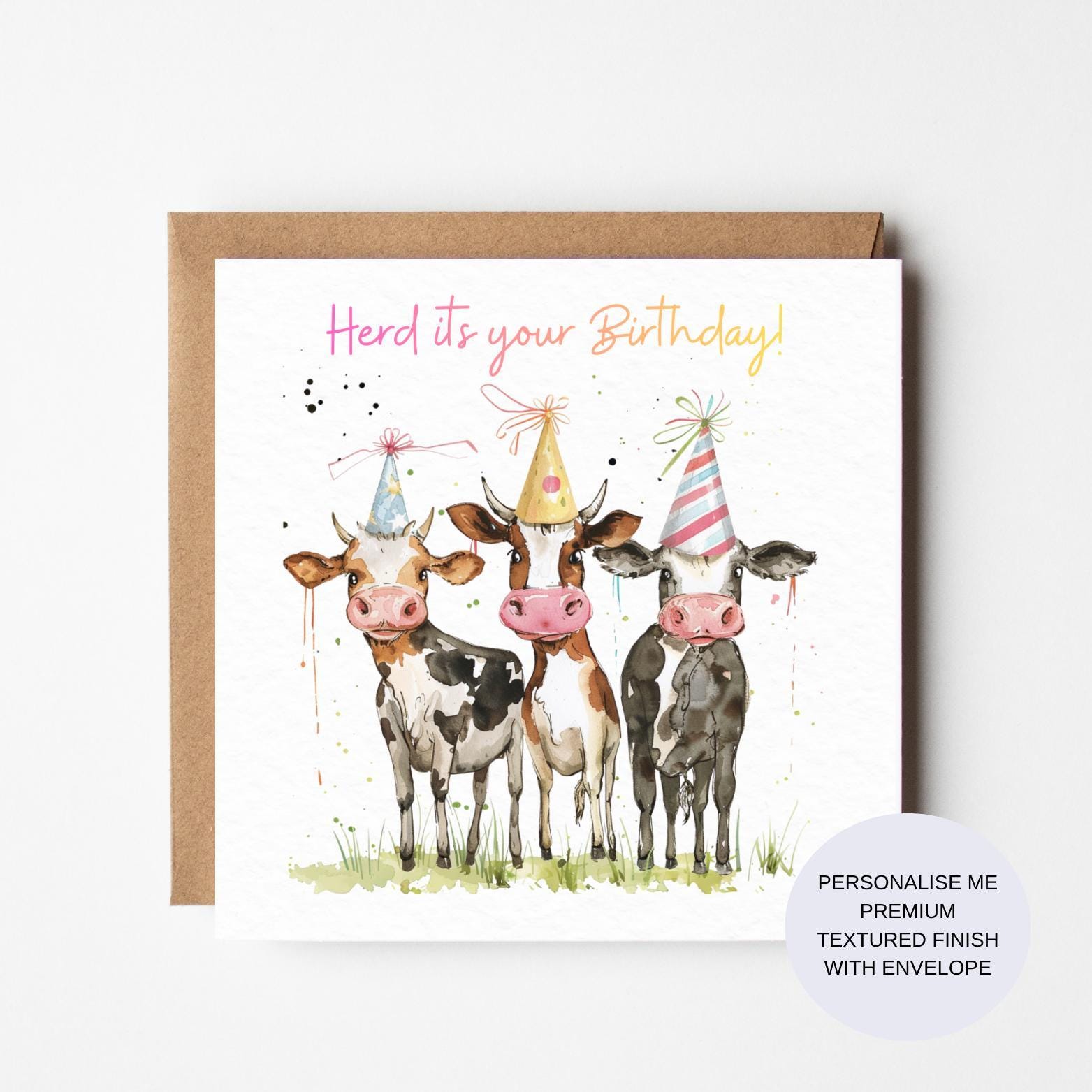 Funny Cow Birthday Card – Herd It's Your Birthday, Animal Lover