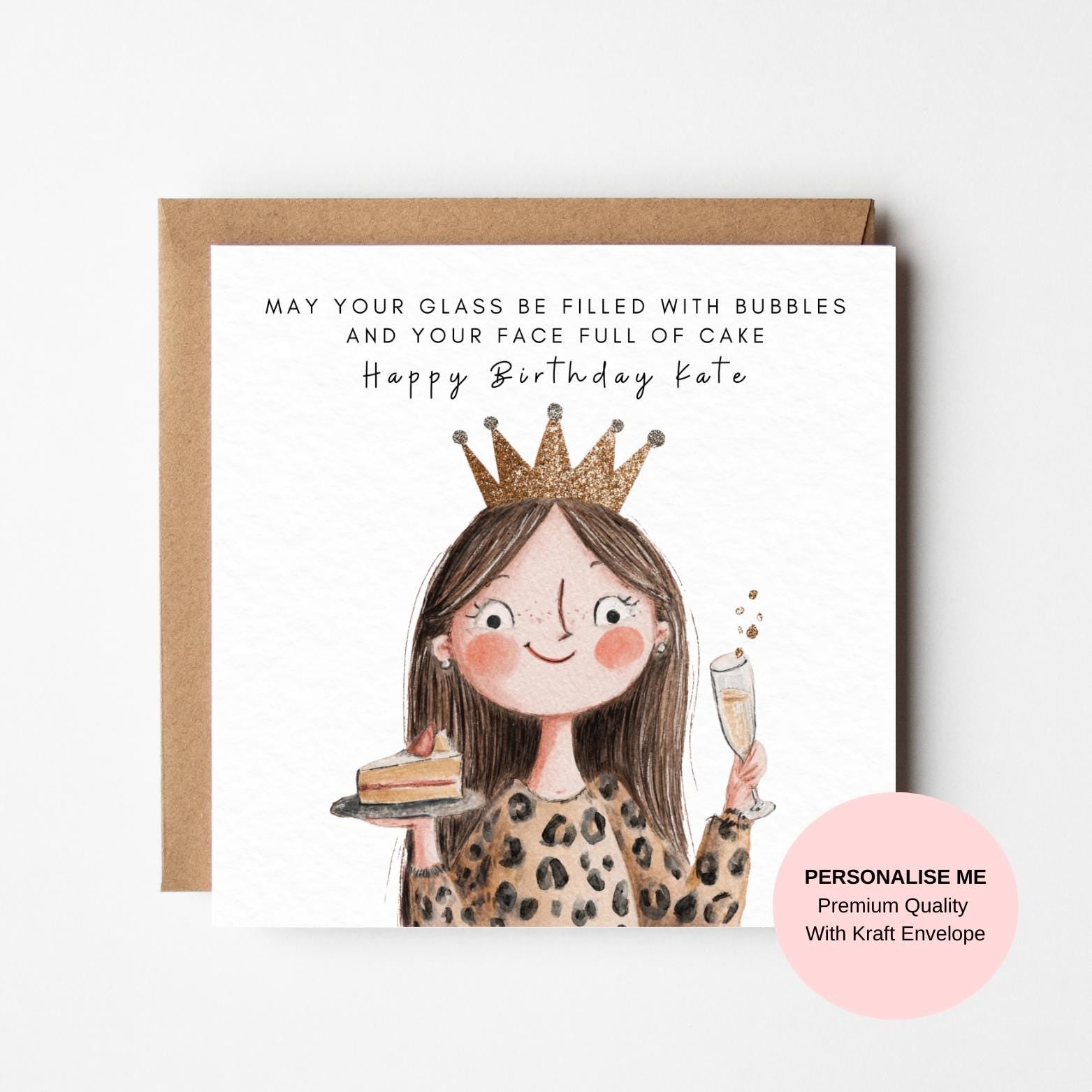 Friend Birthday Card - Personalized Cute Cartoon Illustration