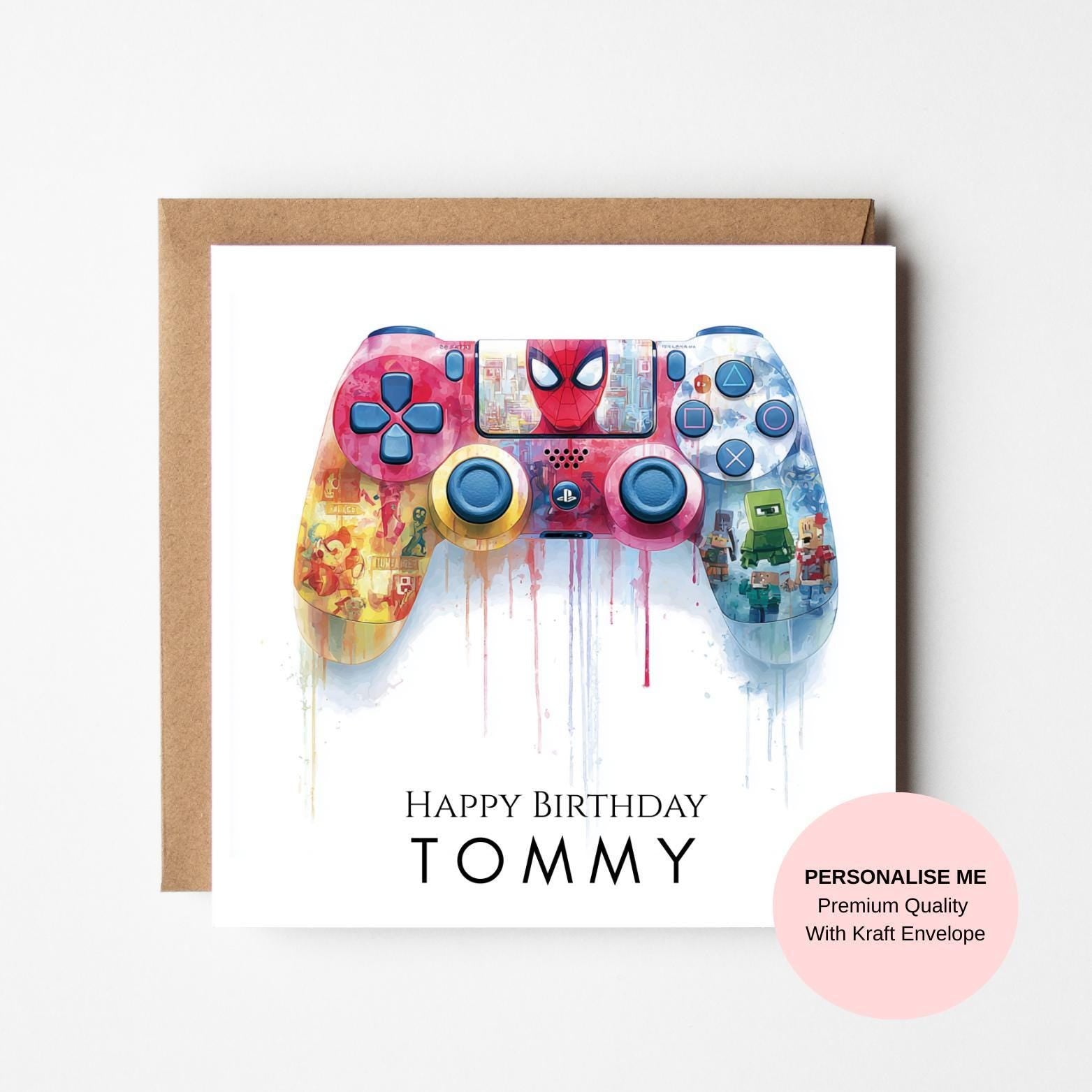 Gaming Birthday Card for Him – Paint Splash Gamer Card - Play Station Gamer