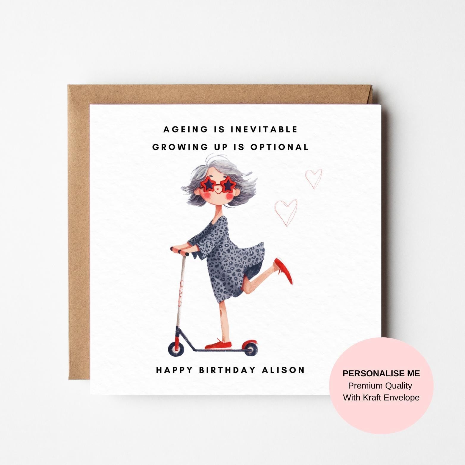 Birthday Card for Bestie: Funny Scooter Illustration - Customizable