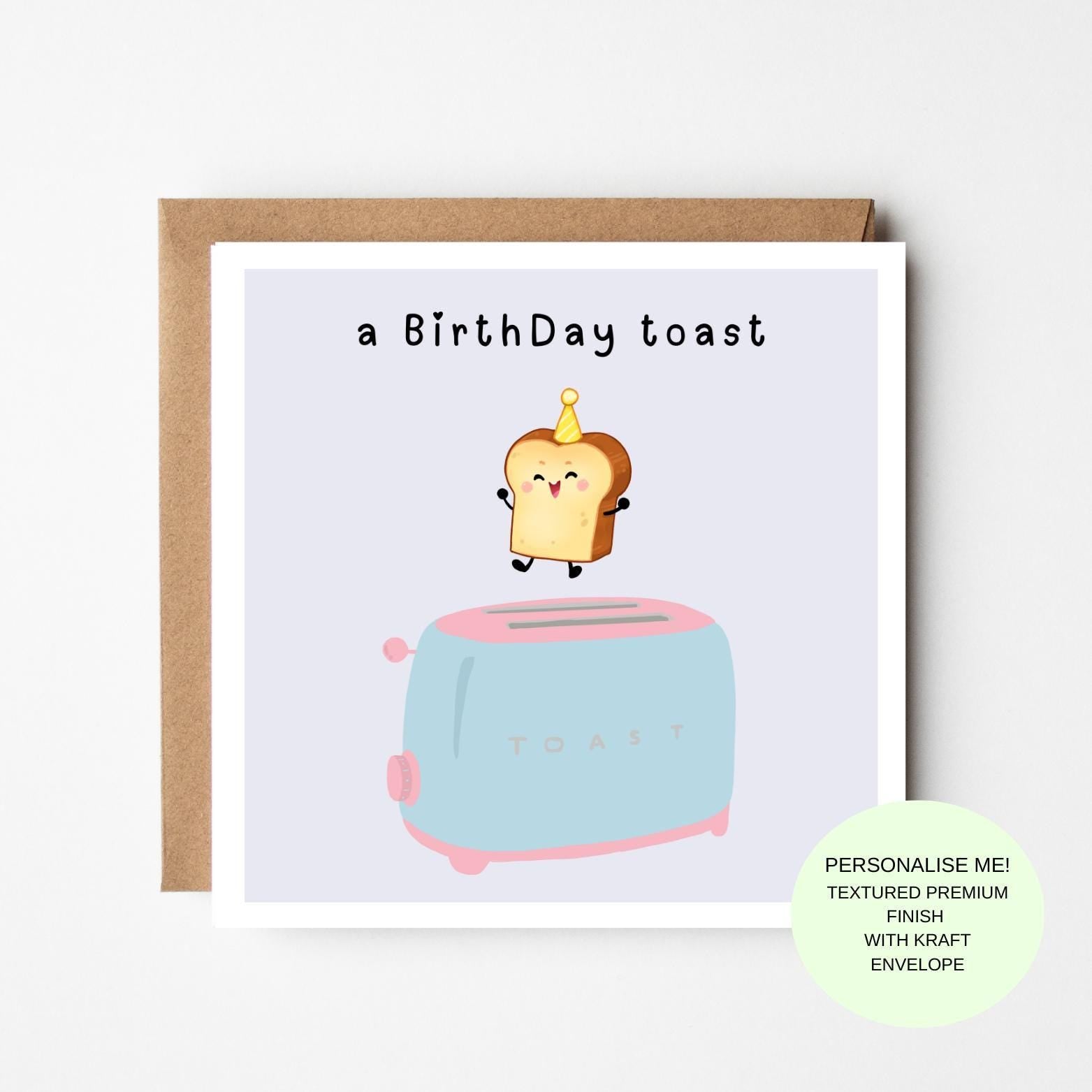 Cute Birthday Card – Birthday Toast Illustration – Fun Birthday Card