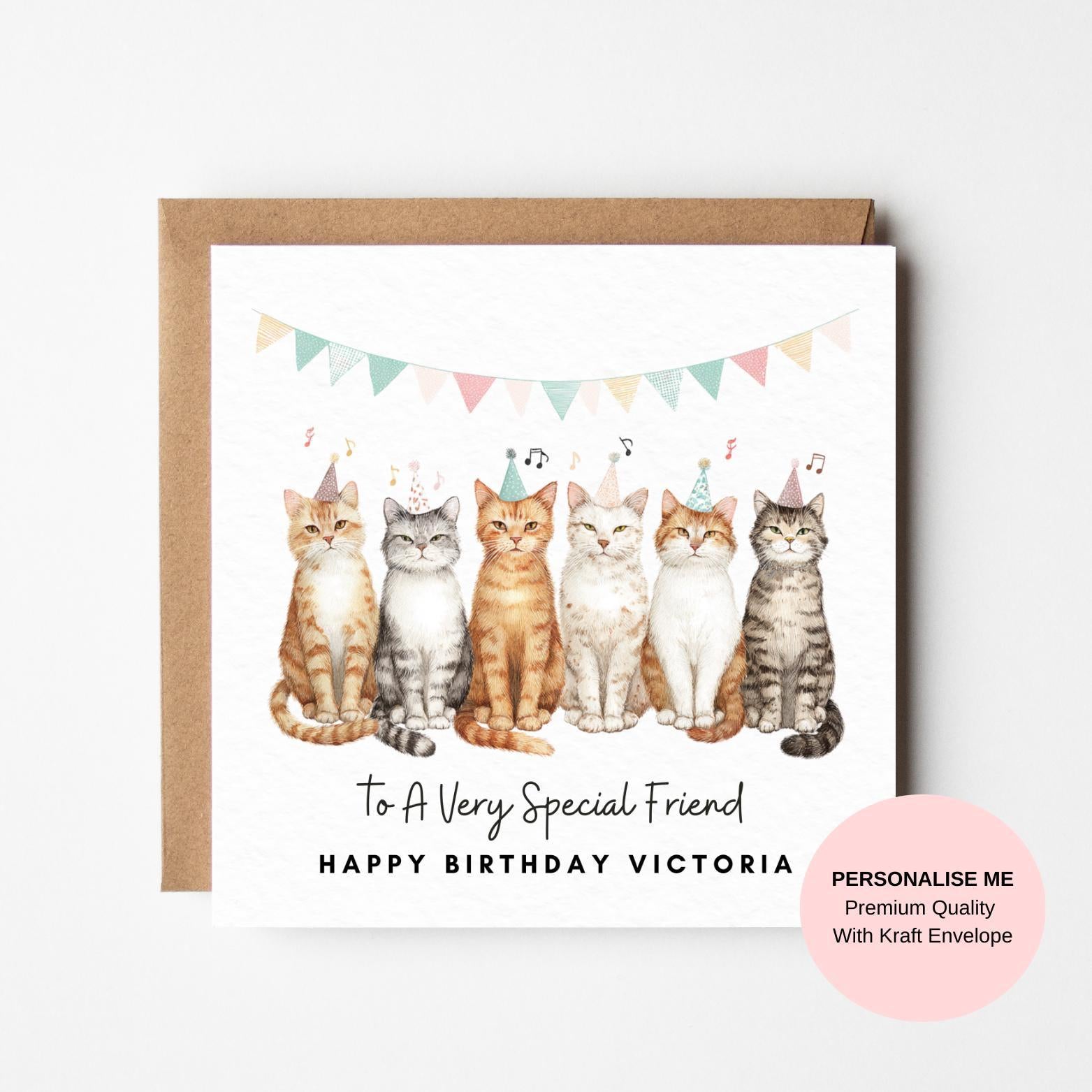 Cat Birthday Card: Cute Party Cats for a Special Friend
