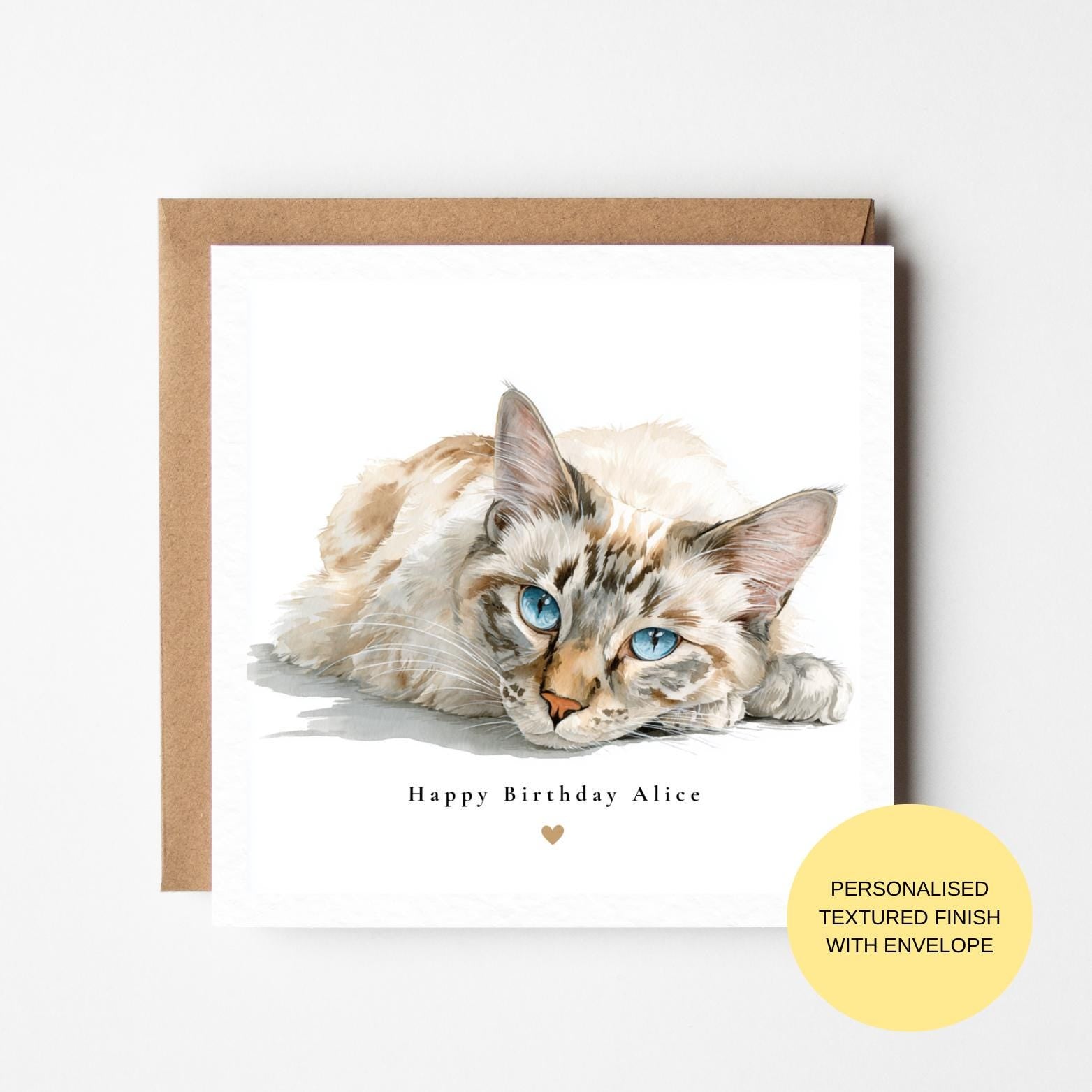 Watercolor Cat Birthday Card: Cute Kitten Illustration