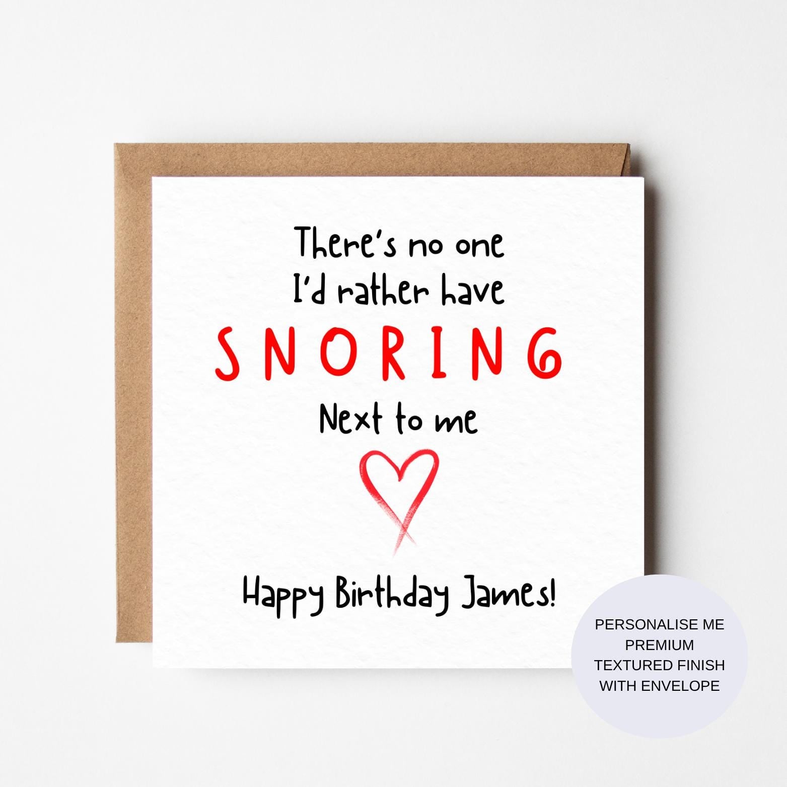 Personalized Funny Snoring Birthday Card for Him