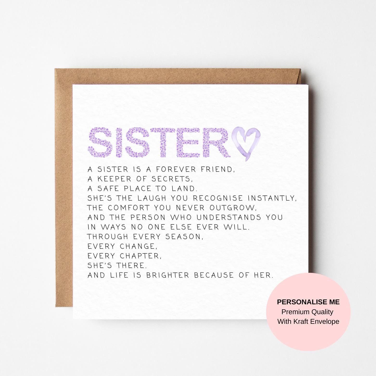 Sister Birthday Card – Sentimental Definition Style Card