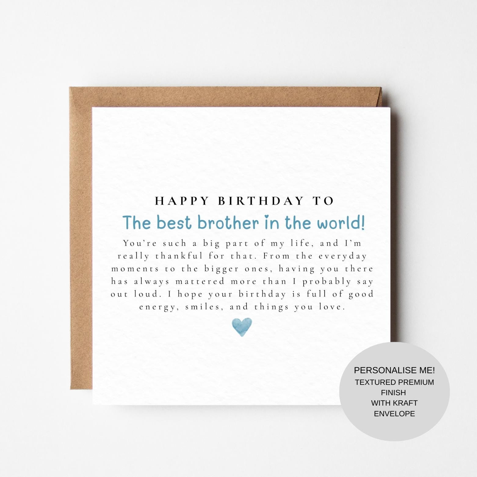 Sentimental Birthday Card for Brother | Warm Words | Keepsake Gift Card