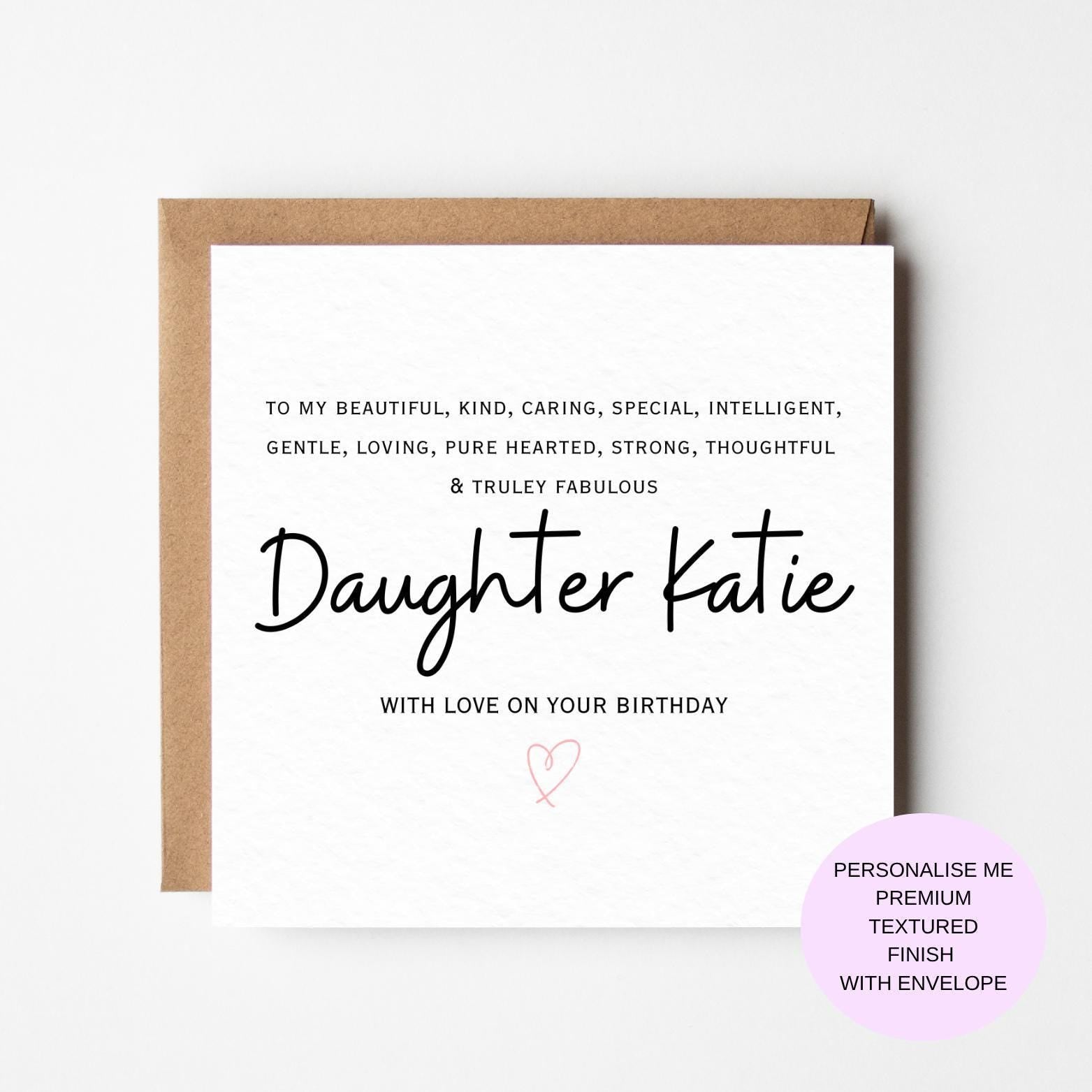 Personalized Daughter Birthday Card, Textured Cardstock