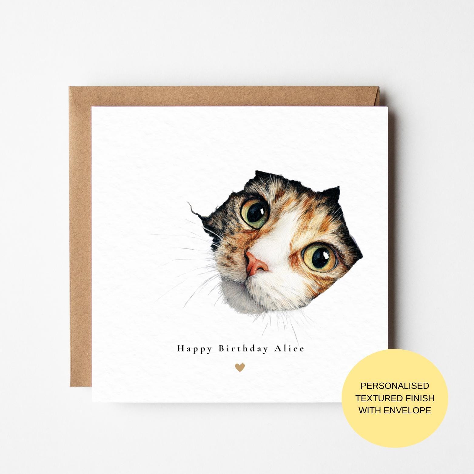 Minimal Ginger Kitten Birthday Card (Watercolor, Blank Inside)