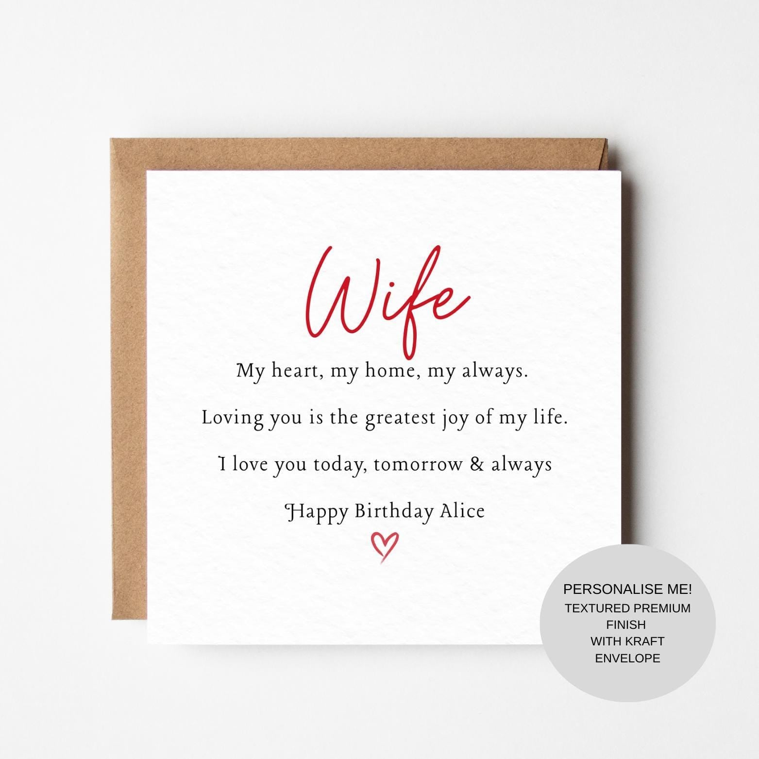 Meaningful Birthday Card for Wife | Elegant Love Message | Keepsake Greeting Card