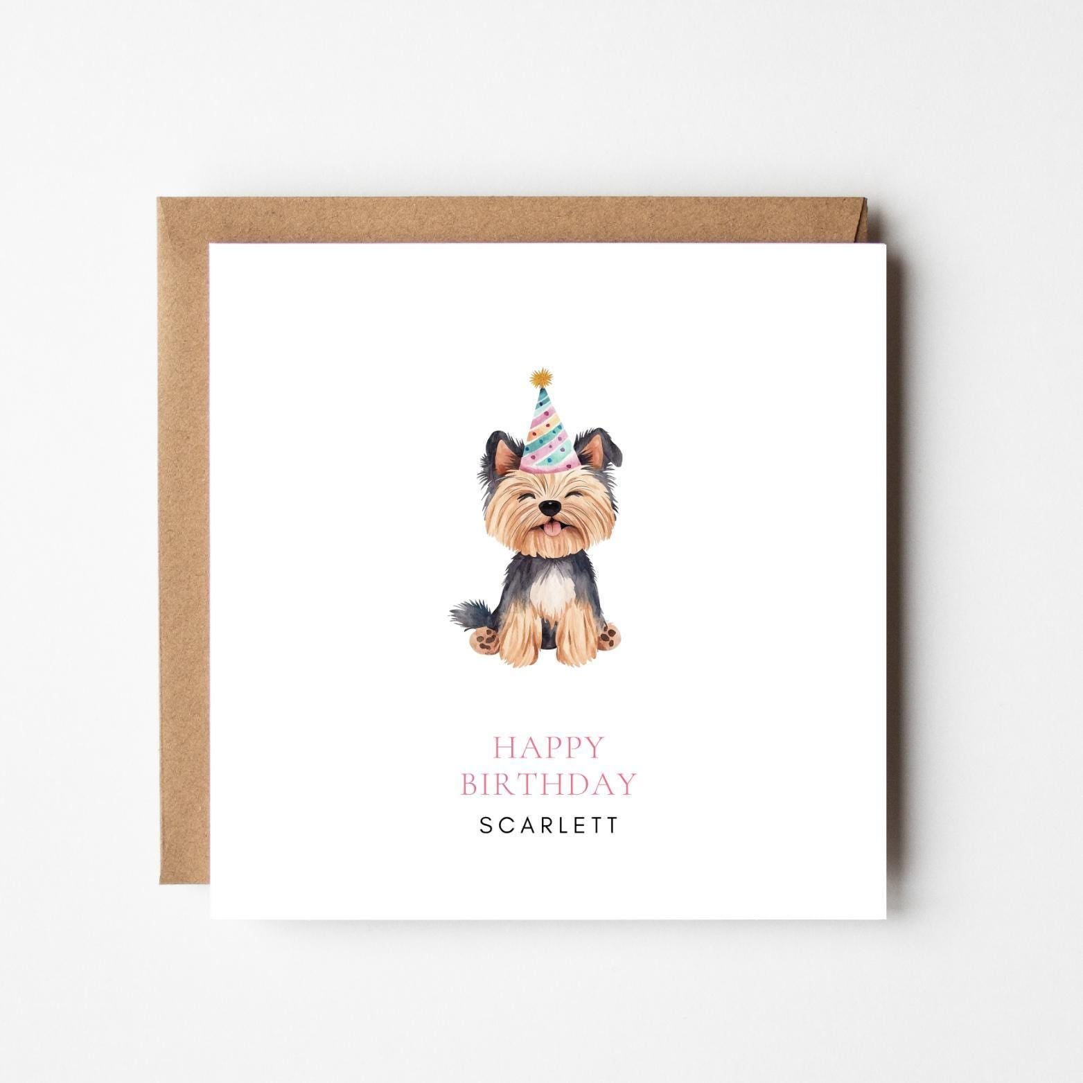 Personalised Yorkshire Terrier Birthday Card – Cute Dog Birthday Card