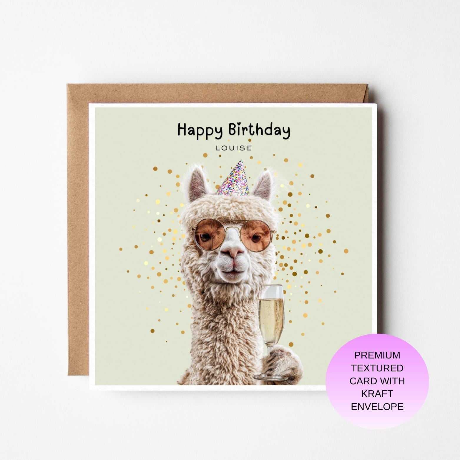 Personalised Alpaca Birthday Card For Her