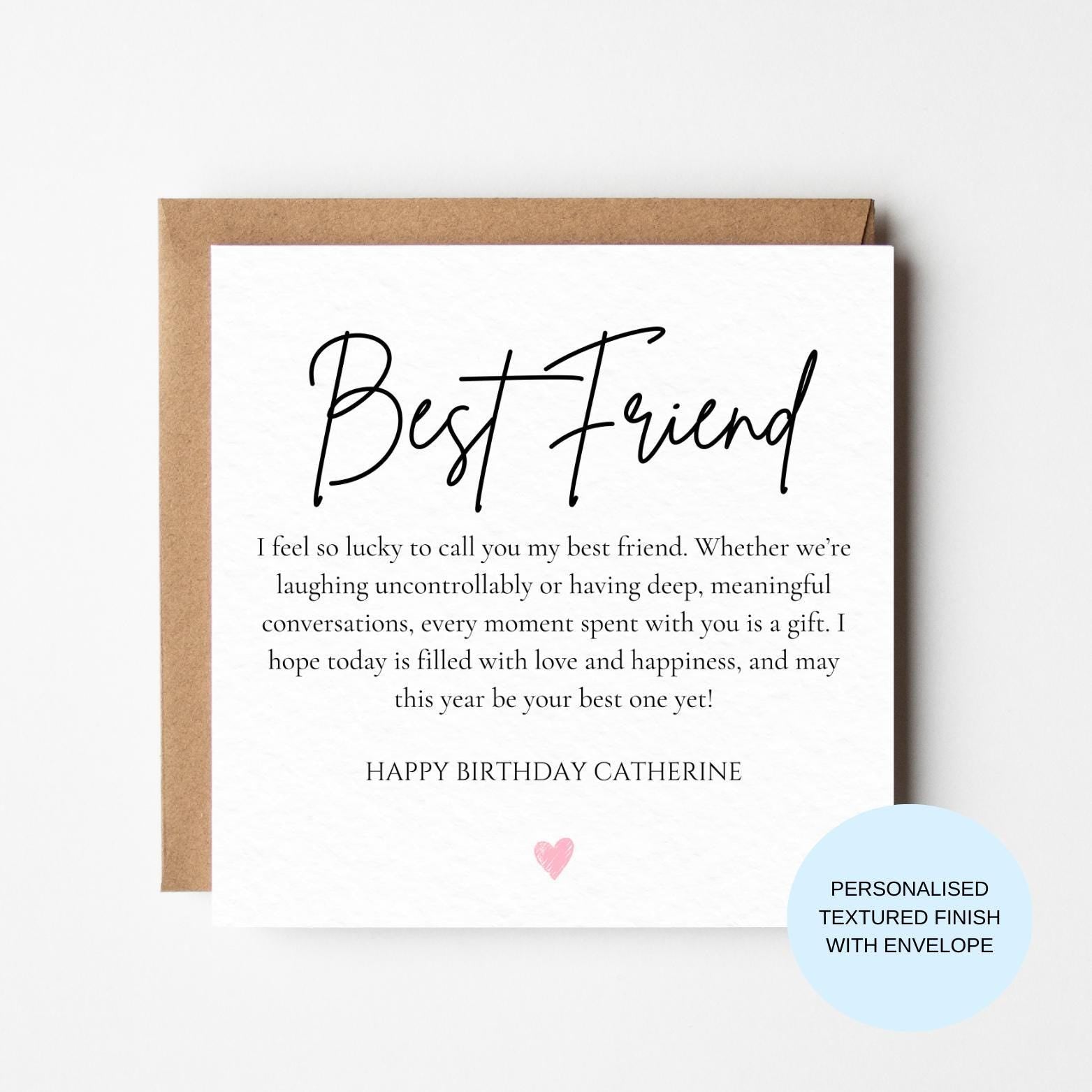 Personalised Best Friend Birthday Card | Lucky To Call You My Best Friend | Minimal Script Bestie Card | Custom Name