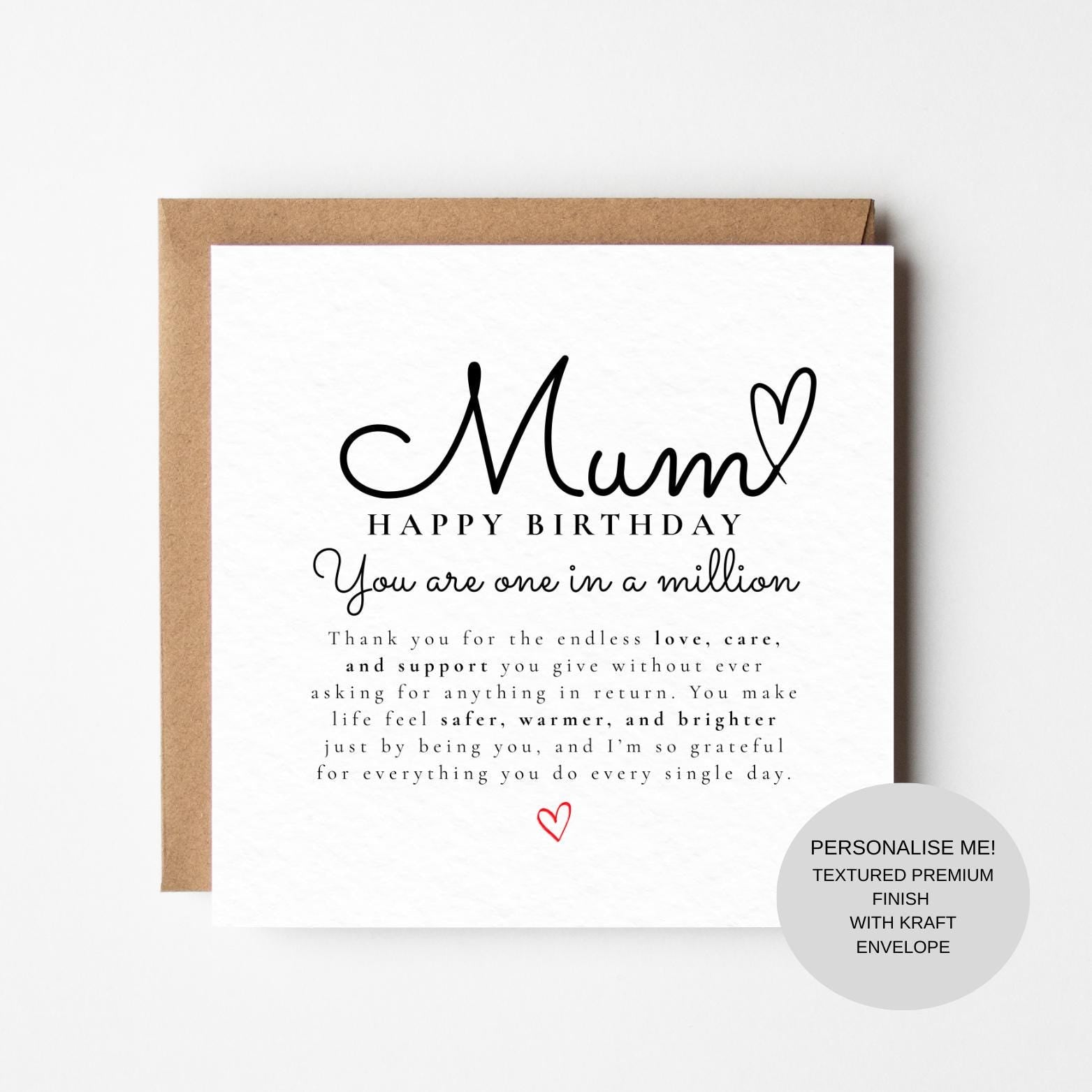 Heartfelt Mum Birthday Card | Meaningful Note | Timeless Keepsake