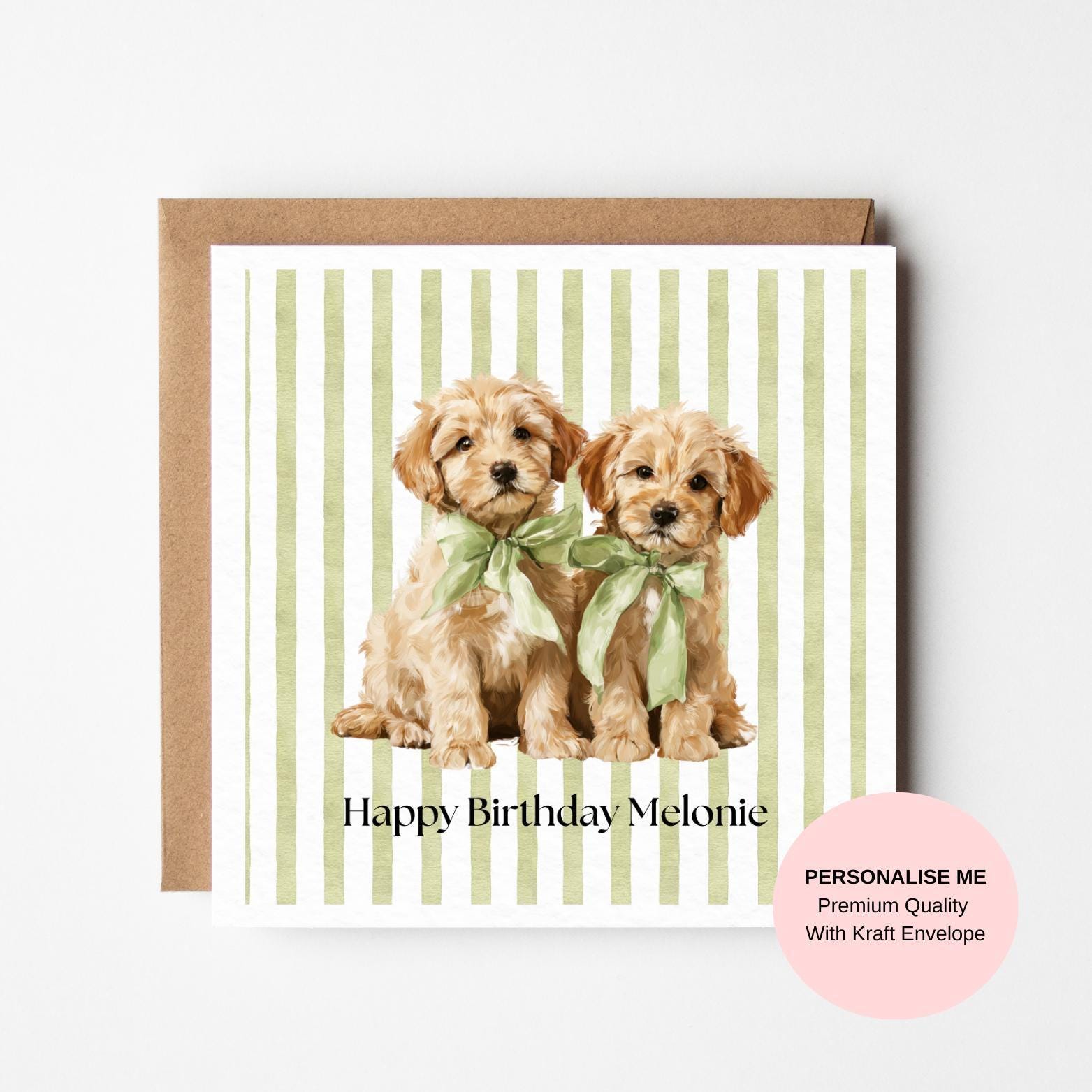 Dog Lover Birthday Card, Golden Retrievers (Customisable Text)
