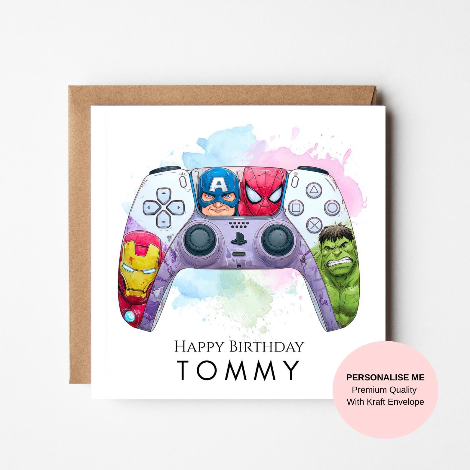 Gamer Birthday Card for Him – Comic Hero Controller Design