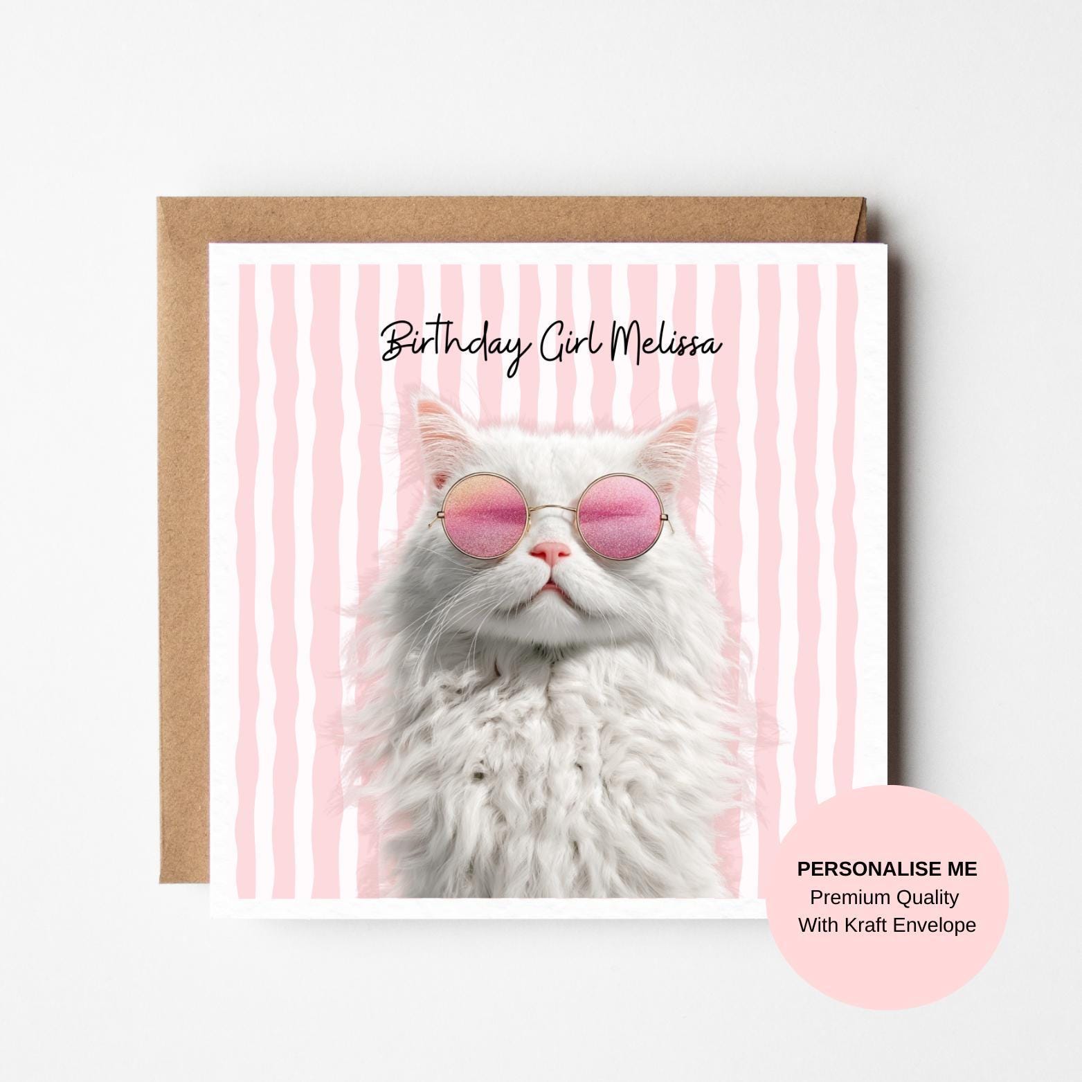 Cat Lover Birthday Card: Cute and Playful Design (Personalised Options)