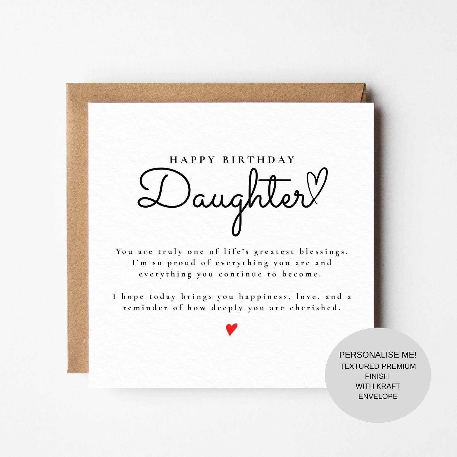 Daughter Birthday Card with Loving Words | Sentimental Keepsake Greeting Card