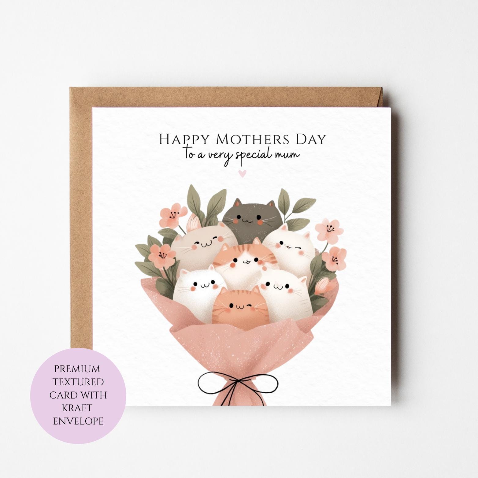 Mum Mothers Day Card Watercolour Animal Bouquet Cute Mum Card Best Mum Gift Mothers Day Textured Heartfelt Card Best Mum Love Card Mum Day