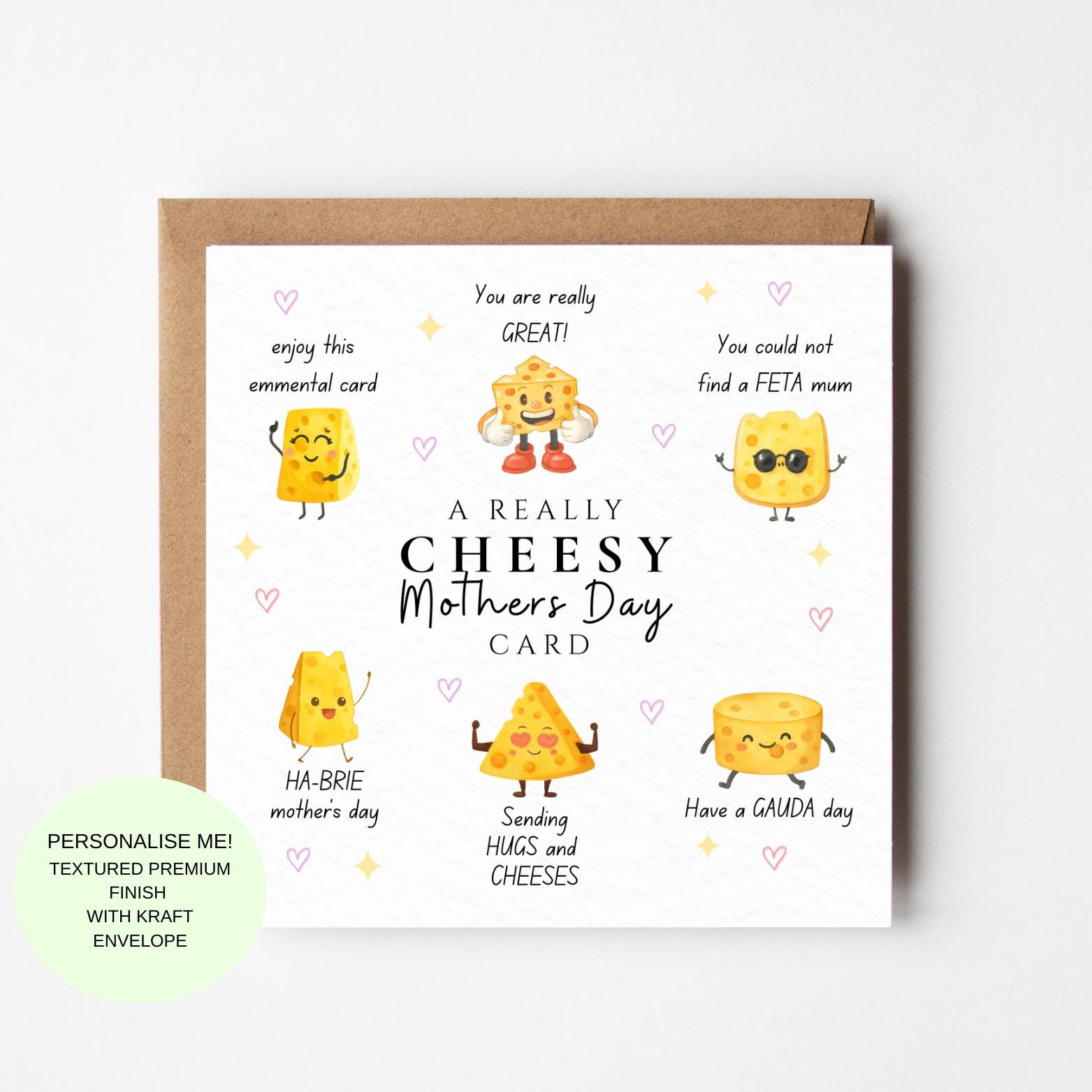 A Really Cheesy Mother’s Day Card Funny Food Pun Cute Cheese Mum Card Best Mum Card for Mothers Day Love My Mum Card, Gift for Mum