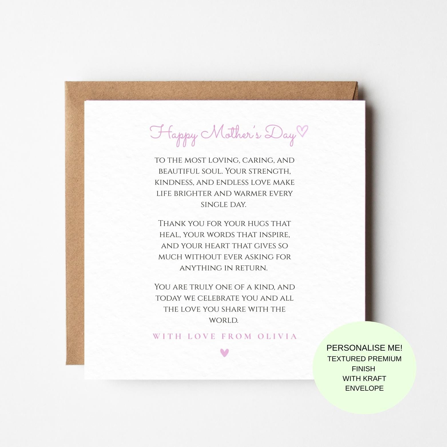 Luxury Mother’s Day Card To The Most Loving Caring Mum Heartfelt Message Elegant Script Keepsake