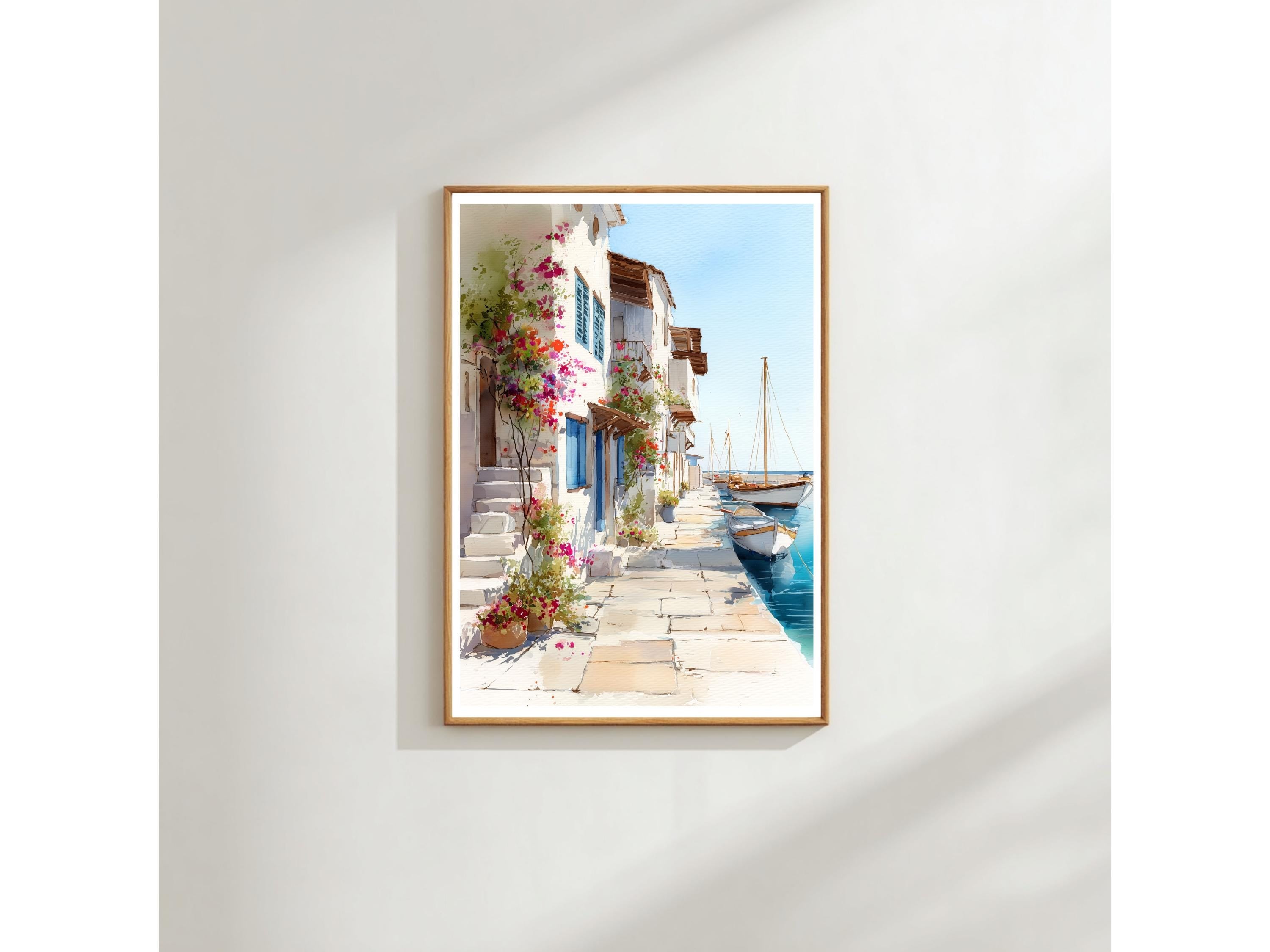 Mediterranean Harbour Wall Art - Italian Seaside Coastal Print