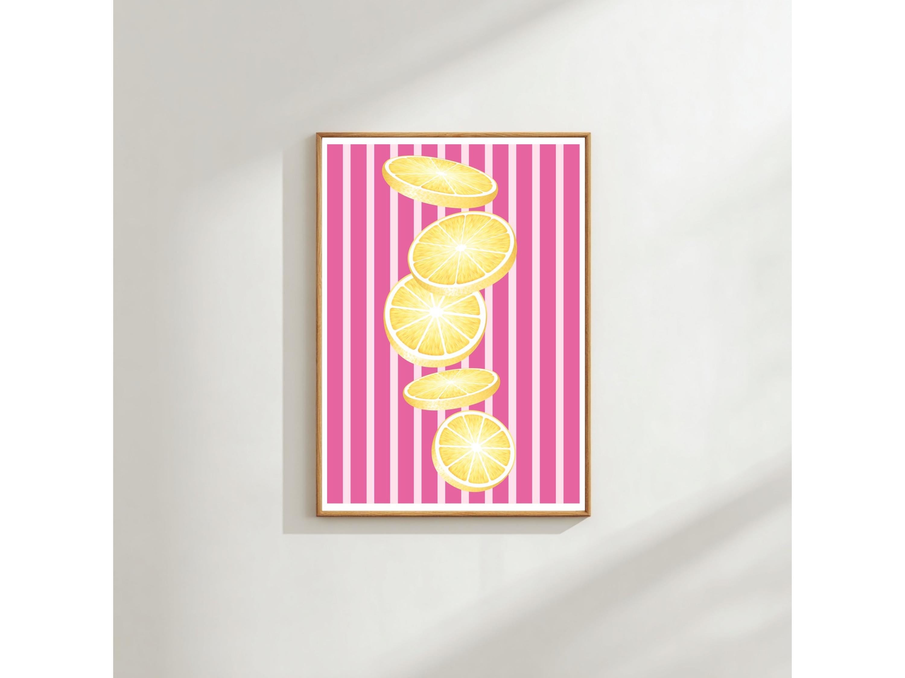 Pink Lemon Slice Print: Modern Citrus Art (Kitchen Decor Sizes)
