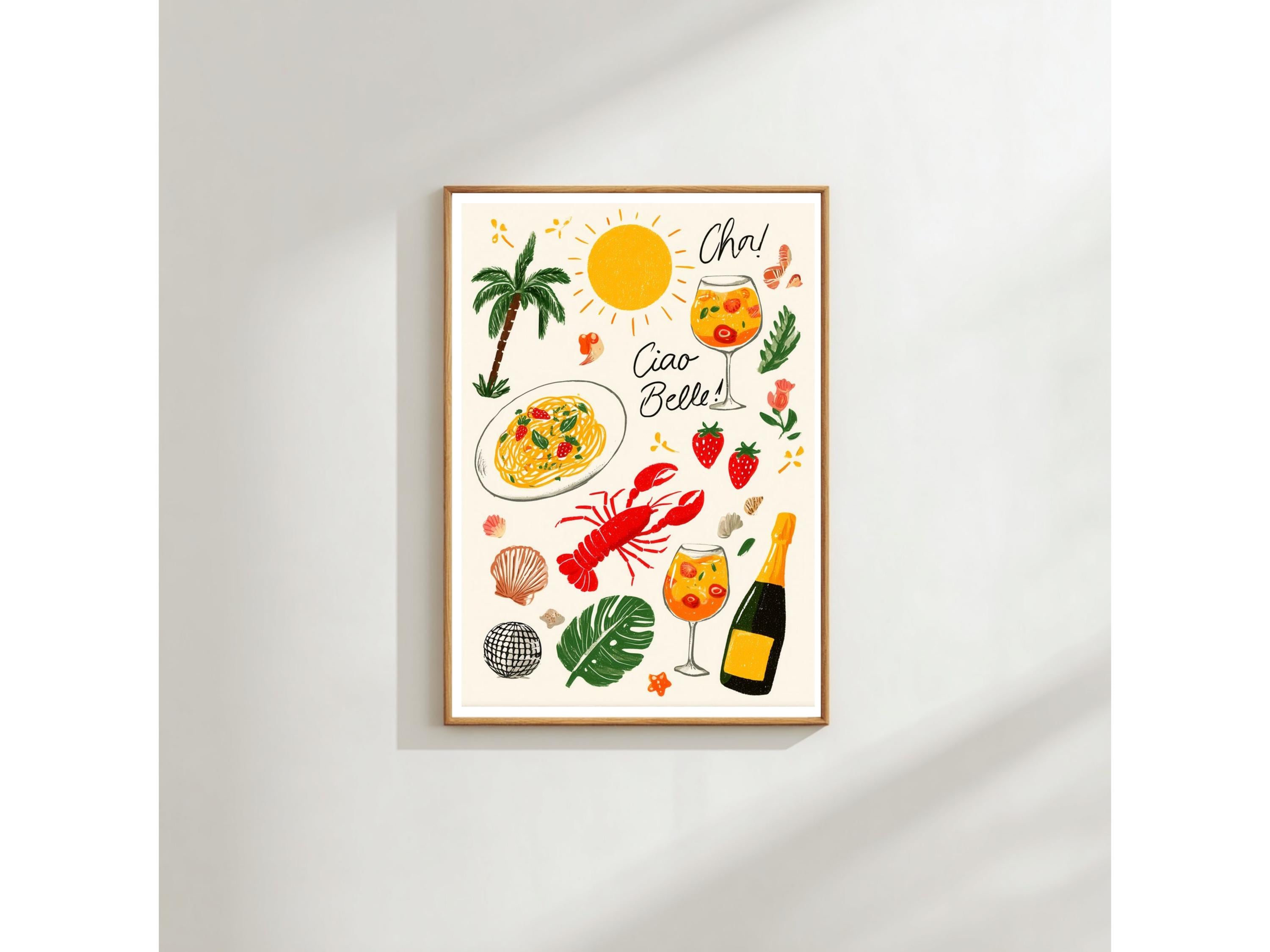 Italian Pasta and Lobster Wall Art - Dining Room Kitchen Decor