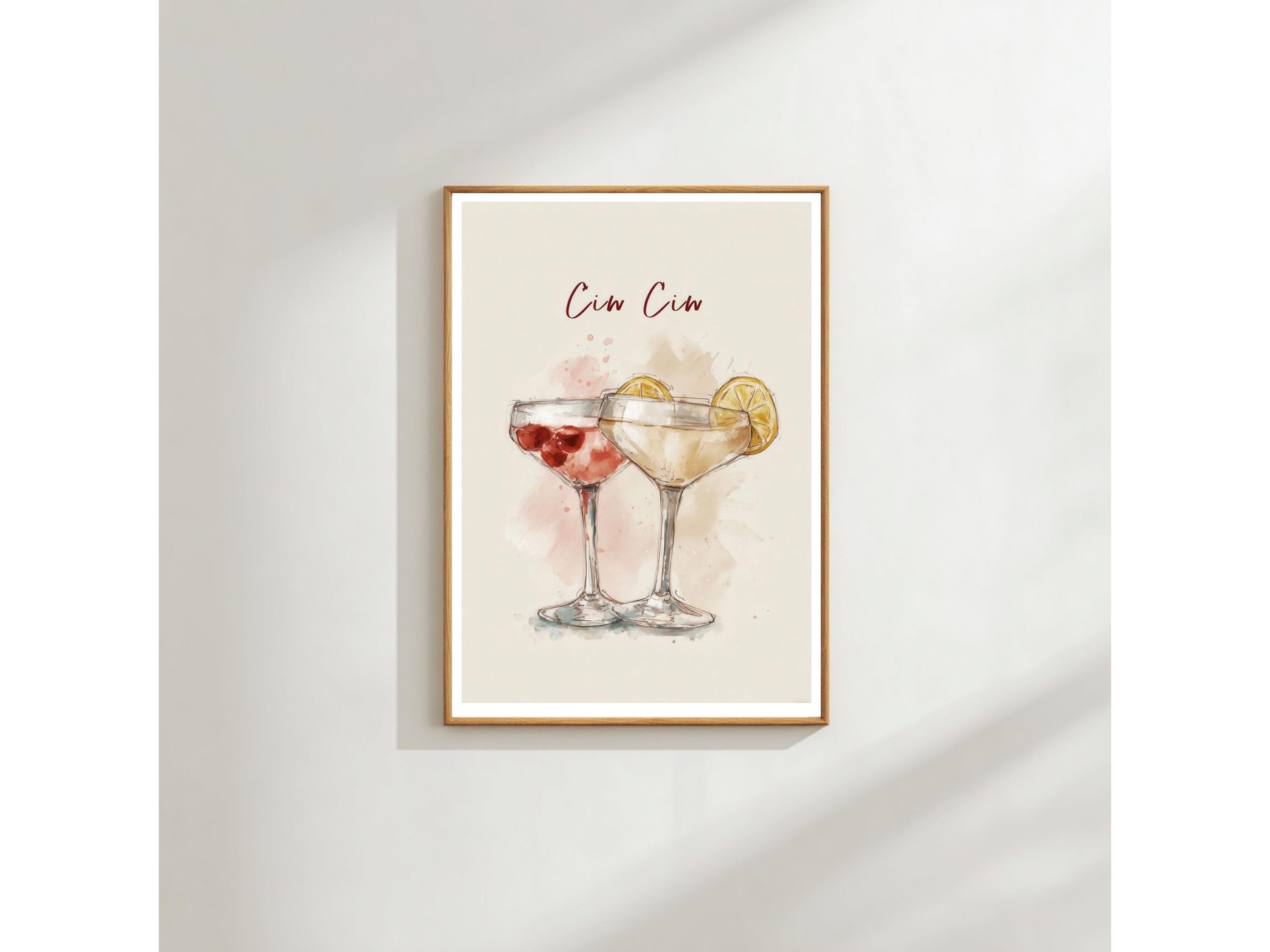 Cocktail Wall Art: Mediterranean Watercolor Print (A4 & A3 Sizes)