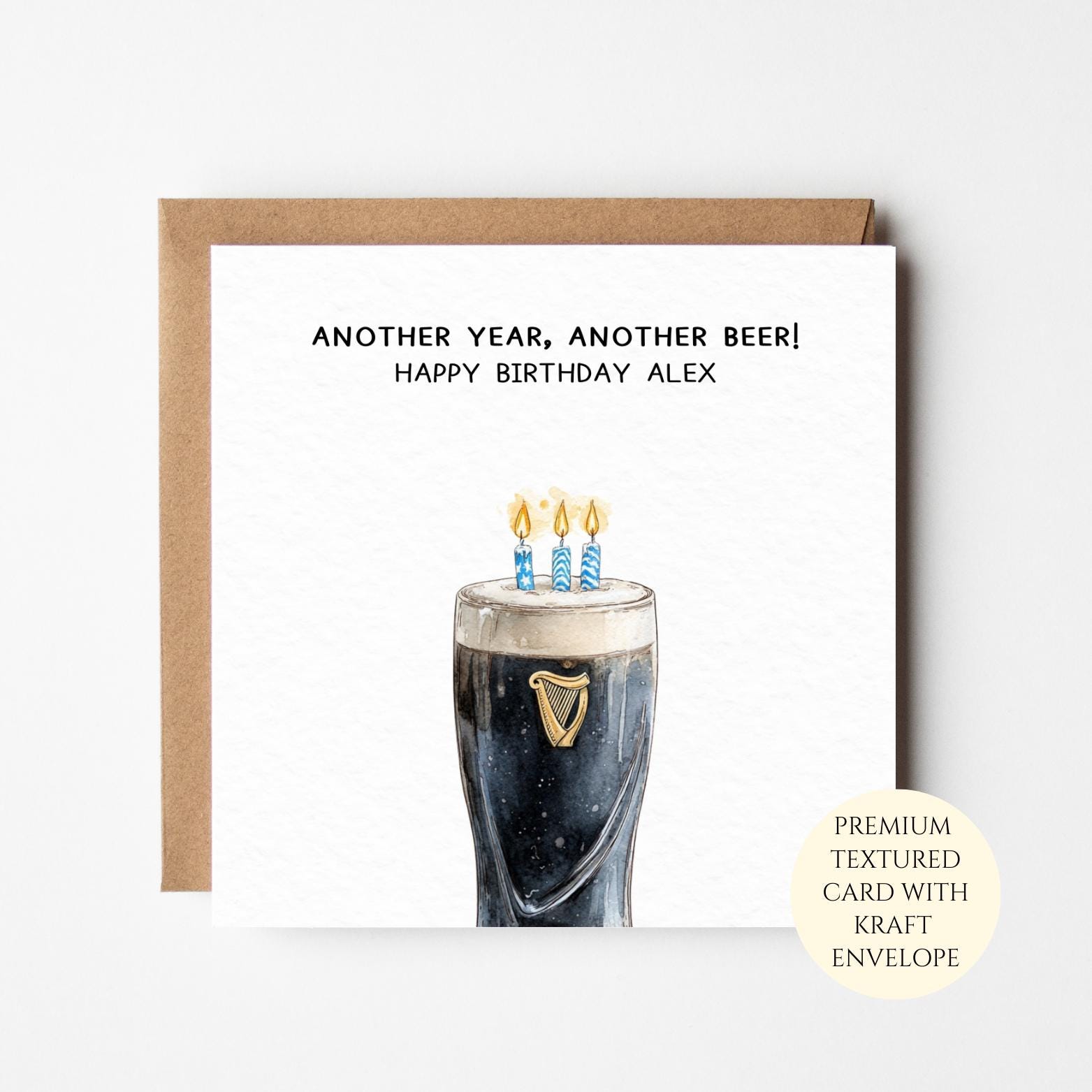 Another Year Another Beer Stout Birthday Card Personalised Funny Beer Card For Him
