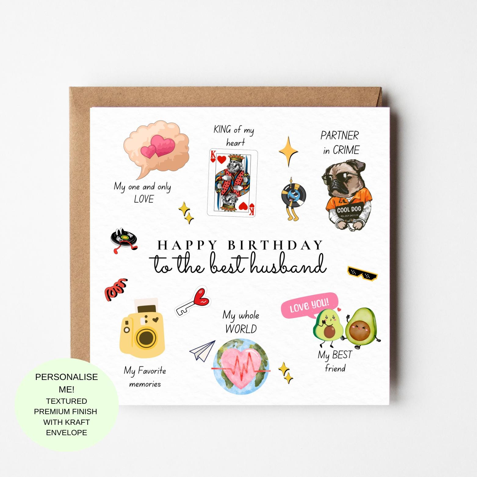 Romantic Birthday Card for Husband – Love, Partner in Crime, Friend