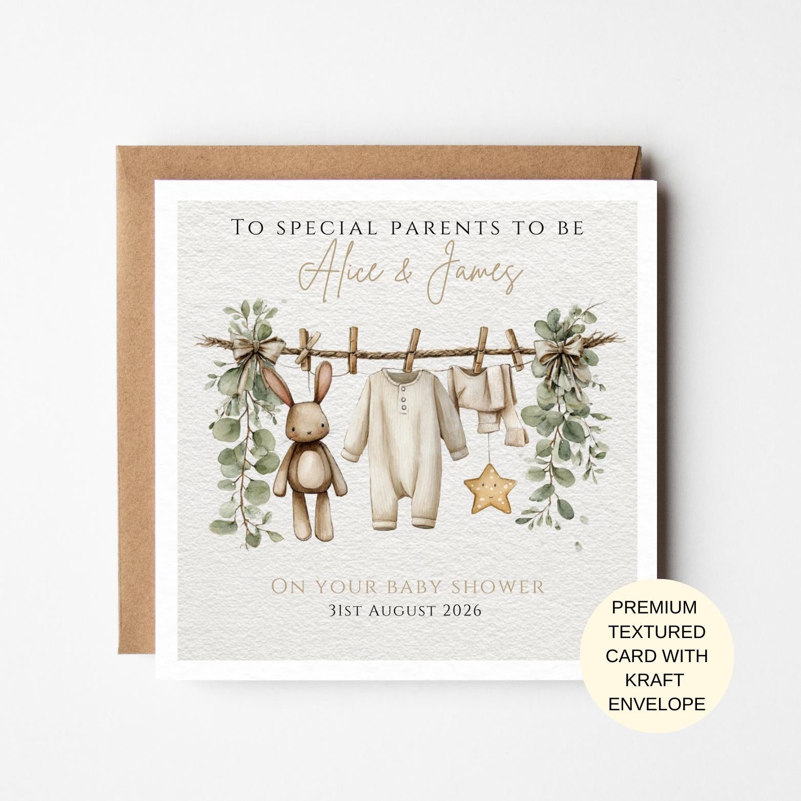 Neutral Baby Shower Card for Parents | Eucalyptus Greenery Keepsake Gift