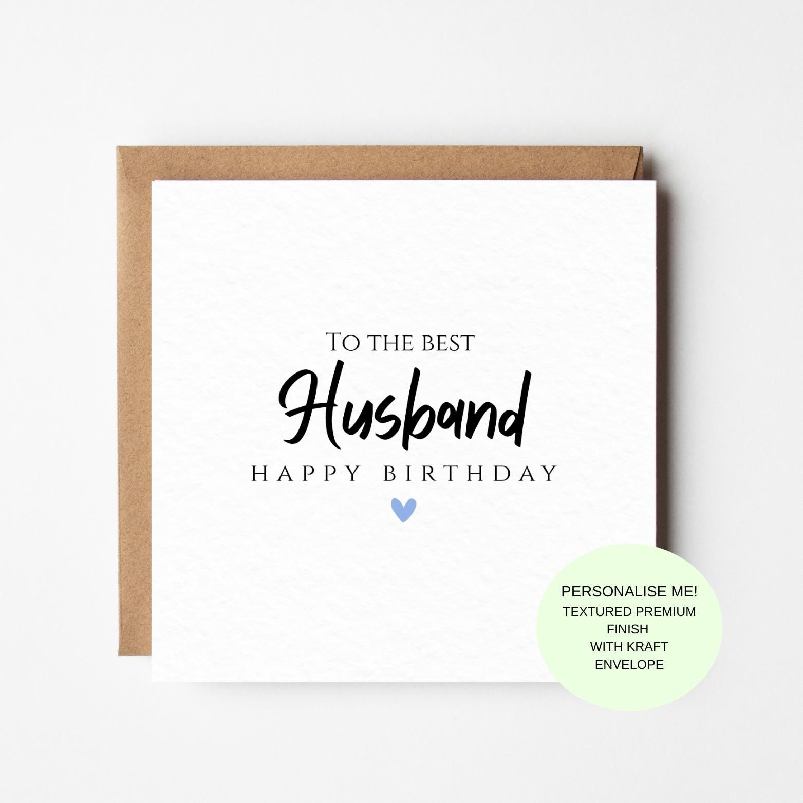 Romantic Minimalist Husband Birthday Card, Textured Paper