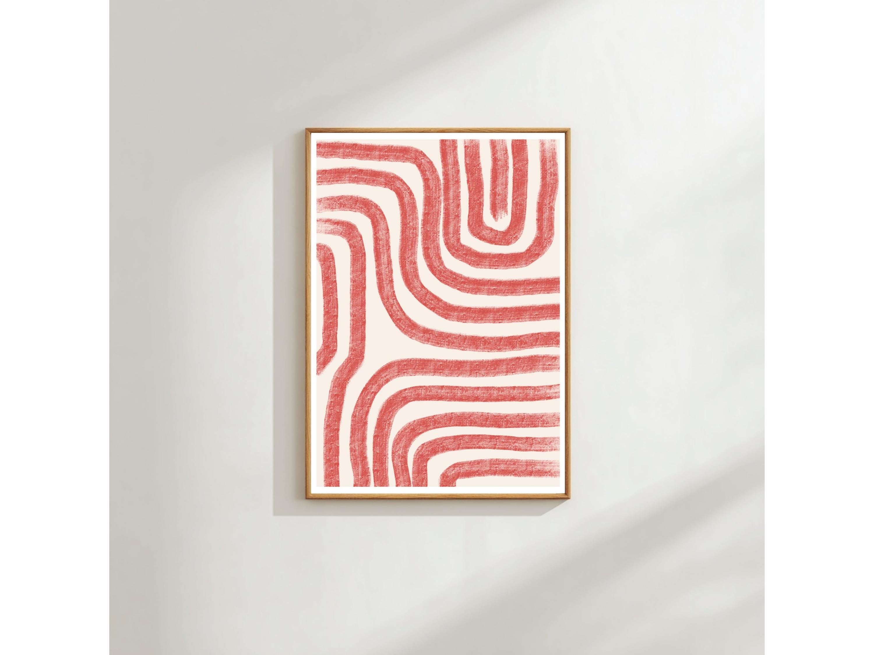 Boho Terracotta Wall Art Print, Minimal Abstract Lines (A3 or A4)